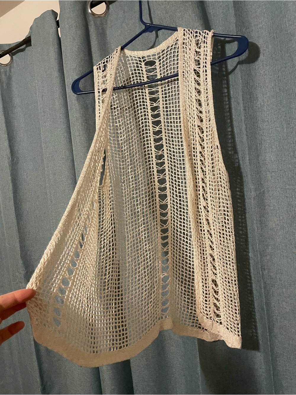 Crochet Openwork Sleeveless Vest - Ivory